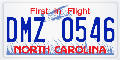 NC license plate DMZ0546