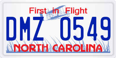 NC license plate DMZ0549