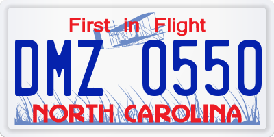 NC license plate DMZ0550