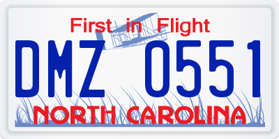 NC license plate DMZ0551