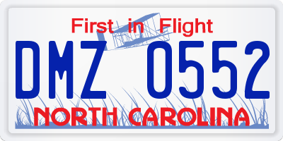 NC license plate DMZ0552