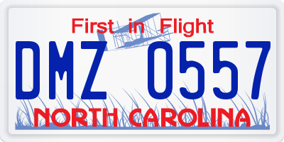 NC license plate DMZ0557