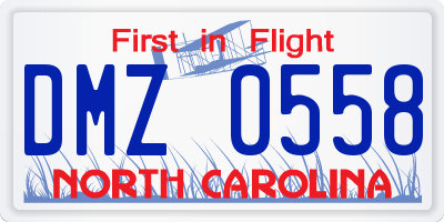 NC license plate DMZ0558