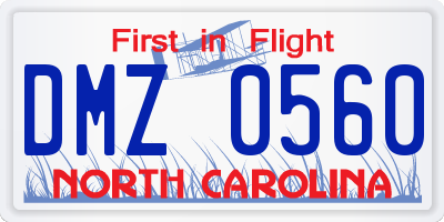 NC license plate DMZ0560