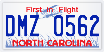 NC license plate DMZ0562