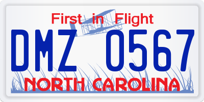 NC license plate DMZ0567