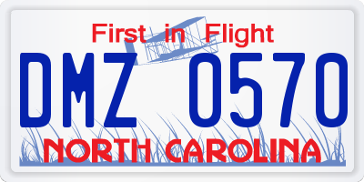 NC license plate DMZ0570