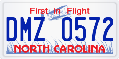 NC license plate DMZ0572