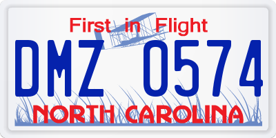 NC license plate DMZ0574