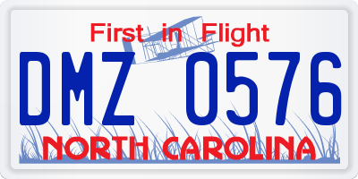 NC license plate DMZ0576