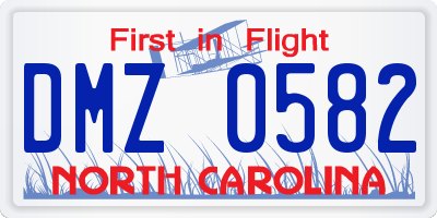 NC license plate DMZ0582