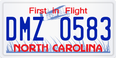 NC license plate DMZ0583