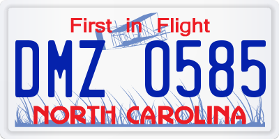 NC license plate DMZ0585