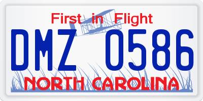 NC license plate DMZ0586