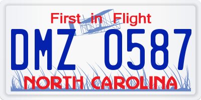 NC license plate DMZ0587