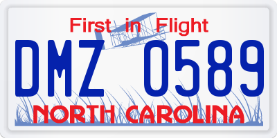 NC license plate DMZ0589