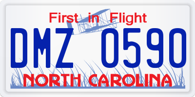 NC license plate DMZ0590