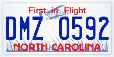 NC license plate DMZ0592