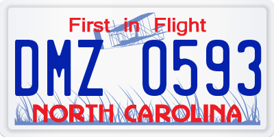 NC license plate DMZ0593