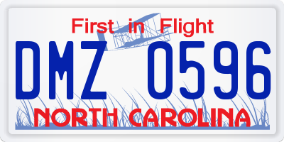 NC license plate DMZ0596