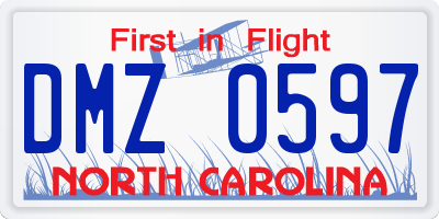 NC license plate DMZ0597