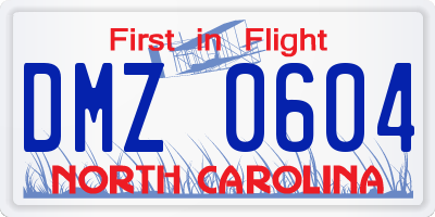NC license plate DMZ0604