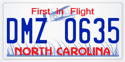 NC license plate DMZ0635