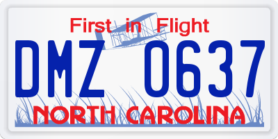 NC license plate DMZ0637