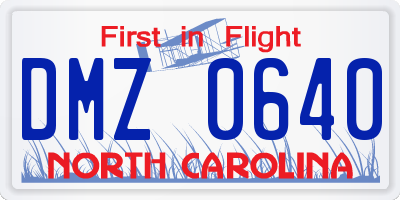 NC license plate DMZ0640