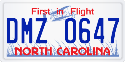 NC license plate DMZ0647