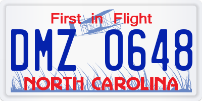 NC license plate DMZ0648