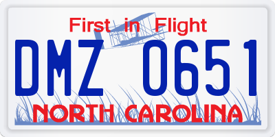 NC license plate DMZ0651