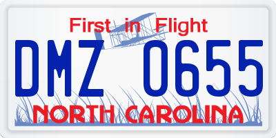 NC license plate DMZ0655