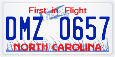 NC license plate DMZ0657