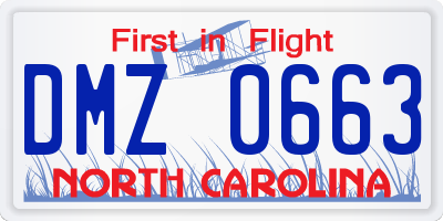 NC license plate DMZ0663