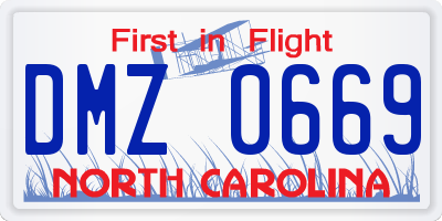 NC license plate DMZ0669