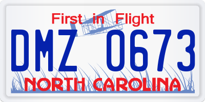 NC license plate DMZ0673