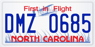 NC license plate DMZ0685