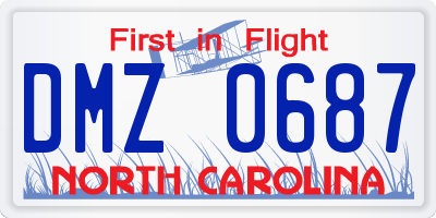 NC license plate DMZ0687