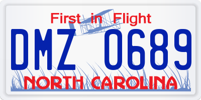 NC license plate DMZ0689