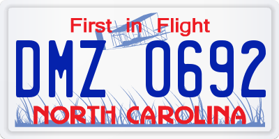 NC license plate DMZ0692