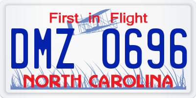 NC license plate DMZ0696