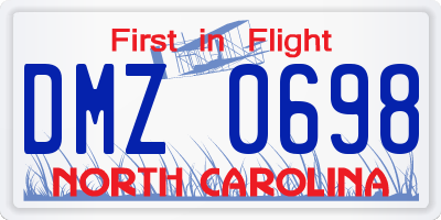 NC license plate DMZ0698