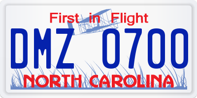 NC license plate DMZ0700