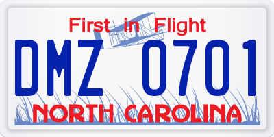 NC license plate DMZ0701