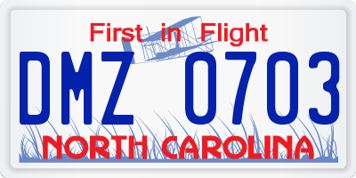 NC license plate DMZ0703