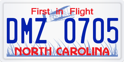 NC license plate DMZ0705