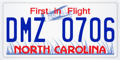 NC license plate DMZ0706