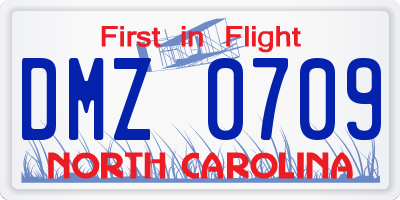 NC license plate DMZ0709