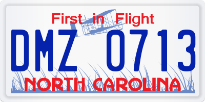 NC license plate DMZ0713